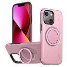 For iPhone 13 Metal Rotation Holder MagSafe TPU Hybrid PC Phone Case(Pink) - 1