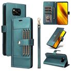 For Xiaomi Poco X3 NFC / X3 Pro / X3 Six Card Slots Buckle Leather Phone Case with Lanyard(Green) - 1