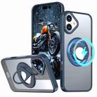 For iPhone 16 Rotating Ring Magnetic Holder Phone Case(Blue) - 1