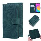 For Xiaomi Mi 9 Lite / CC9 Tiger Embossing Pattern Horizontal Flip Leather Case with Holder & Card Slots & Wallet(Green) - 1
