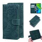 For Xiaomi Redmi CC9 Pro / Note10 / Note 10 Pro Tiger Embossing Pattern Horizontal Flip Leather Case with Holder & Card Slots & Wallet(Green) - 1