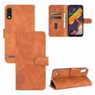 For LG K22 Solid Color Skin Feel Magnetic Buckle Horizontal Flip Calf Texture PU Leather Case with Holder & Card Slots & Wallet(Brown) - 1