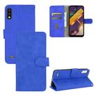 For LG K22 Solid Color Skin Feel Magnetic Buckle Horizontal Flip Calf Texture PU Leather Case with Holder & Card Slots & Wallet(Blue) - 1
