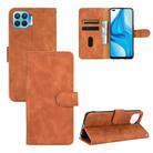 For OPPO  F17 Pro / A93 / Reno4 Lite Solid Color Skin Feel Magnetic Buckle Horizontal Flip Calf Texture PU Leather Case with Holder & Card Slots & Wallet(Brown) - 1