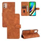 For Motorola Moto G9 Plus Solid Color Skin Feel Magnetic Buckle Horizontal Flip Calf Texture PU Leather Case with Holder & Card Slots & Wallet(Brown) - 1