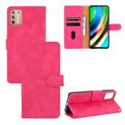 For Motorola Moto G9 Plus Solid Color Skin Feel Magnetic Buckle Horizontal Flip Calf Texture PU Leather Case with Holder & Card Slots & Wallet(Rose Red) - 1