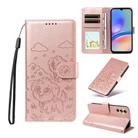 For Samsung Galaxy A05s Embossed Heart Dog RFID Blocking Wallet Leather Phone Case(Rose Gold) - 1