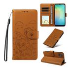 For Samsung Galaxy A06 / A07 Embossed Heart Dog RFID Blocking Wallet Leather Phone Case(Brown) - 1