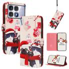 For Redmi K70 Ultra 5G Christmas Series Buckle Leather Phone Case with Hand Strap(Christmas Animals) - 1