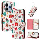 For Redmi Note 14 5G Global Christmas Series Buckle Leather Phone Case with Hand Strap(Christmas Elements) - 1
