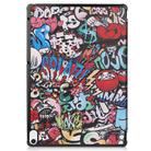 For Sharp Dtab D-41A Custer Painted Pattern Horizontal Flip Smart Flat PU Leather Case with Sleep / Wake-up Function & 3-Fold Holder(Graffiti) - 3