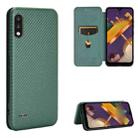 For LG K22 Carbon Fiber Texture Horizontal Flip TPU + PC + PU Leather Case with Card Slot(Green) - 1