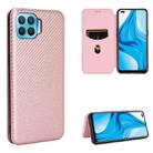 For OPPO F17 Pro / A93 / Reno4 Lite Carbon Fiber Texture Horizontal Flip TPU + PC + PU Leather Case with Card Slot(Pink) - 1