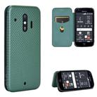 For Fujitsu F-42A / F-01L Carbon Fiber Texture Horizontal Flip TPU + PC + PU Leather Case with Card Slot(Green) - 1