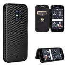 For Fujitsu F-42A / F-01L Carbon Fiber Texture Horizontal Flip TPU + PC + PU Leather Case with Card Slot(Black) - 1