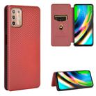 For Motorola Moto G9 Plus Carbon Fiber Texture Horizontal Flip TPU + PC + PU Leather Case with Card Slot(Brown) - 1