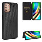 For Motorola Moto G9 Plus Carbon Fiber Texture Horizontal Flip TPU + PC + PU Leather Case with Card Slot(Black) - 1