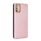 For Motorola Moto G9 Plus Carbon Fiber Texture Horizontal Flip TPU + PC + PU Leather Case with Card Slot(Pink) - 3