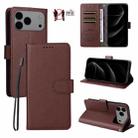 For iPhone 17 Pro Max Litchi Texture RFID Blocking 3-Card Wallet Leather Phone Case(Brown) - 1