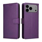 For iPhone 17 Pro Max Litchi Texture RFID Blocking 3-Card Wallet Leather Phone Case(Purple) - 2