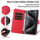 For iPhone 16 Pro Max Litchi Texture RFID Blocking 3-Card Wallet Leather Phone Case(Red) - 3