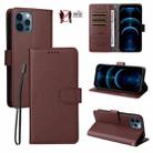 For iPhone 13 Pro Max Litchi Texture RFID Blocking 3-Card Wallet Leather Phone Case(Brown) - 1