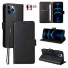 For iPhone 12 / 12 Pro Litchi Texture RFID Blocking 3-Card Wallet Leather Phone Case(Black) - 1