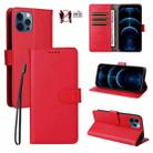 For iPhone 12 / 12 Pro Litchi Texture RFID Blocking 3-Card Wallet Leather Phone Case(Red) - 1