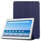 For Sharp Dtab D-41A uster Texture Smart PU Leather Case with Sleep / Wake-up Function & 3-Fold Holder(Dark Blue) - 1