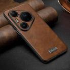 For Huawei Pura 80 Ultra 5G SULADA Shockproof TPU Hybrid Handmade Leather Precise Hole Phone Case(Brown) - 1