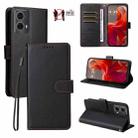 For Motorola Edge 50 Fusion / G96 5G Litchi Texture RFID Blocking 3-Card Wallet Leather Phone Case(Black) - 1