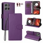 For Motorola Moto G15 / G15 Power Litchi Texture RFID Blocking 3-Card Wallet Leather Phone Case(Purple) - 1