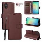 For Samsung Galaxy A06 4G / 5G Litchi Texture RFID Blocking 3-Card Wallet Leather Phone Case(Brown) - 1