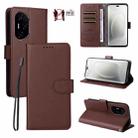 For Honor 300 Pro / 300 Ultra Litchi Texture RFID Blocking 3-Card Wallet Leather Phone Case(Brown) - 1