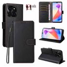 For Honor X6b 4G / X6a / X5b Litchi Texture RFID Blocking 3-Card Wallet Leather Phone Case(Black) - 1