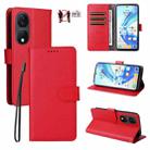 For Honor X7b 4G / 90 Smart 5G Litchi Texture RFID Blocking 3-Card Wallet Leather Phone Case(Red) - 1