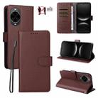 For Huawei nova 13 / 12 Litchi Texture RFID Blocking 3-Card Wallet Leather Phone Case(Brown) - 1