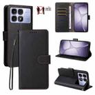 For Redmi K70 Ultra Litchi Texture RFID Blocking 3-Card Wallet Leather Phone Case(Black) - 1