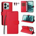 For Redmi Note 14 5G / Poco M7 Pro 5G Litchi Texture RFID Blocking 3-Card Wallet Leather Phone Case(Red) - 1