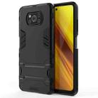 For Xiaomi Poco X3 NFC PC + TPU Shockproof Protective Case with Holder(Black) - 1