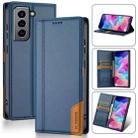 For Samsung Galaxy S21 FE 5G N.BEKUS P3 RFID Stitching Magnetic Flip Leather Phone Case(Blue) - 1