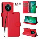 For Realme 12 4G / 12+ / Narzo 70 Litchi Texture RFID Blocking 3-Card Wallet Leather Phone Case(Red) - 1