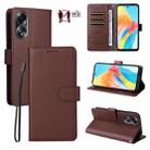 For OPPO A1 5G / A98 / F23 Litchi Texture RFID Blocking 3-Card Wallet Leather Phone Case(Brown) - 1