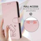 For iPhone 17 Pro Max Embossed Heart Cat Leather Phone Case with Hand Strap(Pink) - 3