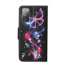For Samsung Galaxy S20 FE 5G / S20 Lite Colored Drawing Pattern Horizontal Flip Leather Case with Holder & Card Slots & Wallet(Fluorescent Butterfly) - 3