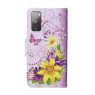 For Samsung Galaxy S20 FE 5G / S20 Lite Colored Drawing Pattern Horizontal Flip Leather Case with Holder & Card Slots & Wallet(Yellow Flower Butterfly) - 3