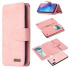 For Xiaomi Redmi Note 7 Detachable Frosted Magnetic Horizontal Flip Leather Case with Card Slots & Holder & Zipper Wallet & Photo Frame(Pink) - 1