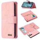 For Xiaomi Redmi Note 8 Pro Detachable Frosted Magnetic Horizontal Flip Leather Case with Card Slots & Holder & Zipper Wallet & Photo Frame(Pink) - 1