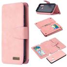 For Xiaomi Redmi Note 8T Detachable Frosted Magnetic Horizontal Flip Leather Case with Card Slots & Holder & Zipper Wallet & Photo Frame(Pink) - 1