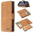 For Xiaomi Redmi Note 9 Pro Detachable Frosted Magnetic Horizontal Flip Leather Case with Card Slots & Holder & Zipper Wallet & Photo Frame(Brown) - 1